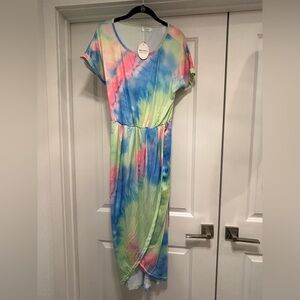 Qearal Women's Midi Tie-Dye Dress in Pastel Multi